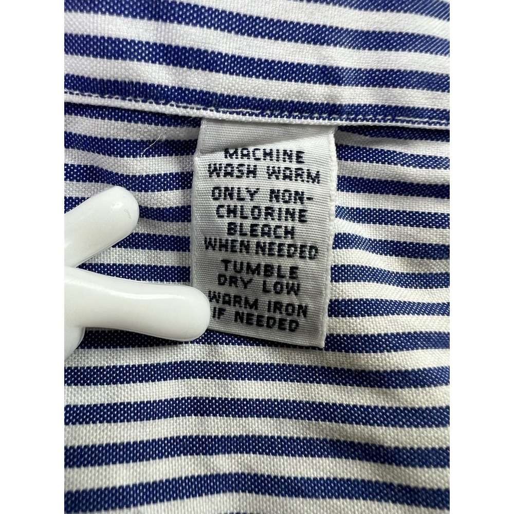 Polo Ralph Lauren Dress Shirt Mens 17.5 36/37 Blue Stripe Classic Button Down LS - Picture 6 of 9